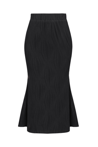 Women Mid-Calf Bodycon Skirt Elastic Waist High Waist Hips-Wrapped Skirt