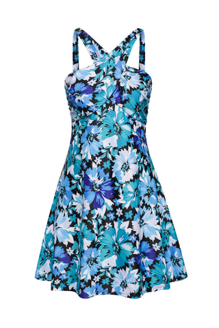 Women 2pcs Swimsuit Halterneck Padded Swim Dress+Briefs Swimwear