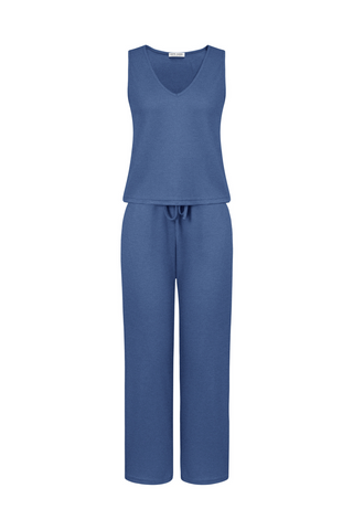 Women Comfy Outfits Sleeveless V-Neck Tank Top+Elastic Drawstring Waist Pants