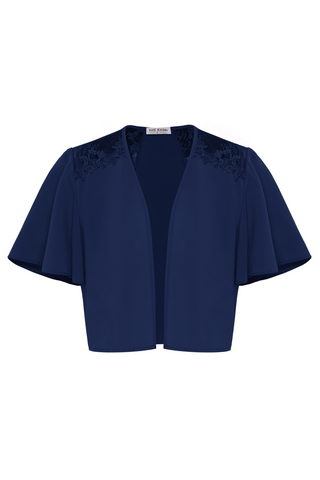 Women Lace Patchwork Tops Short Flounce Sleeve Open Front Chiffon Tops