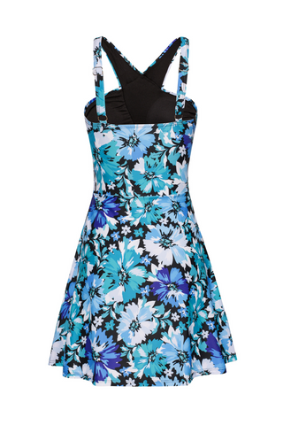 Women 2pcs Swimsuit Halterneck Padded Swim Dress+Briefs Swimwear