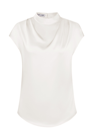 Women Straight Blouse Casual Cap Sleeve Half High Neck Pullover Tops
