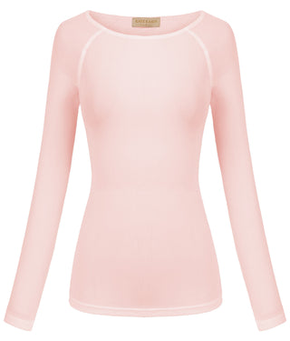 Women's Long Sleeve Scoop Neck See-through T-shirt Tops