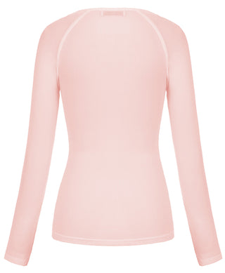 Women's Long Sleeve Scoop Neck See-through T-shirt Tops