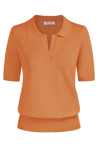 Lapel Collar Sweater Loose Fit Short Sleeve Ribbed Hem Knitted Tops