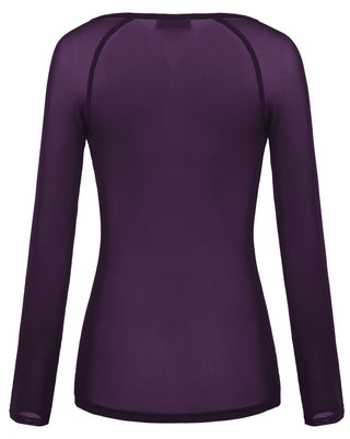 Women's Long Sleeve Scoop Neck See-through T-shirt Tops