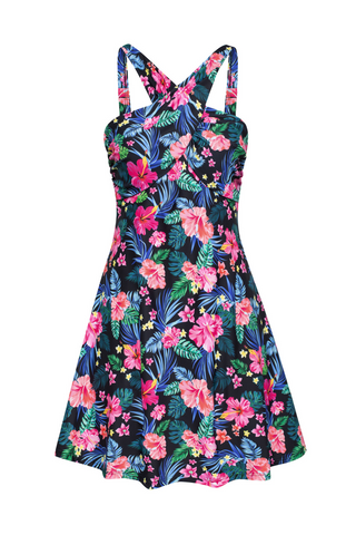 Women 2pcs Swimsuit Halterneck Padded Swim Dress+Briefs Swimwear