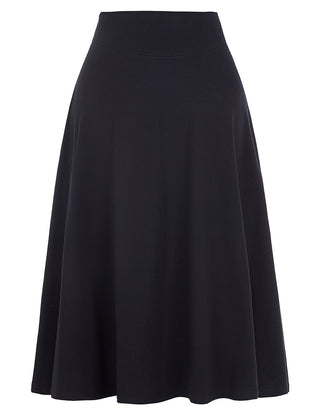 Stretchy Cotton High Waist A-line Flared Skirt Midi Skirt