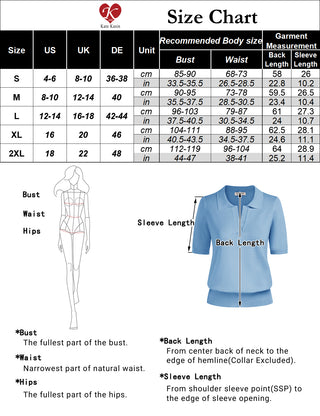 Lapel Collar Sweater Loose Fit Short Sleeve Ribbed Hem Knitted Tops