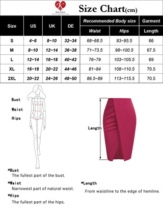 Women High Waisted Warp Ruched Pencil Skirt Elegant Split Slit Hem Bodycon Midi Skirt Wear to Work
