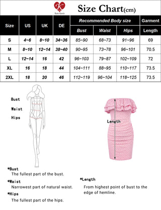 Women Ruched Party Dress Strapless Mid-Thigh Length Lace Bodycon Dress