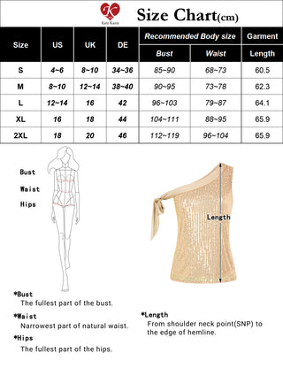 Glitter One Shoulder Sleeveless Tie Bow Knot Sexy Party Shirt Tops