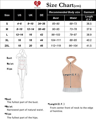 Women Tassel Hem Party Tops Slim Fit Backless Asymmetric Halterneck Tops