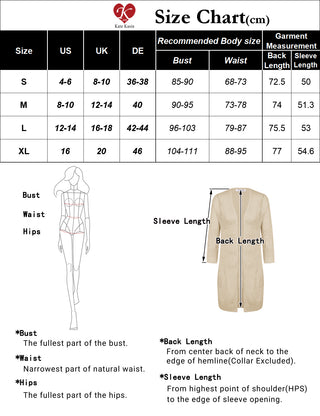 Women Hollowed-out Cardigan 3/4 Sleeve Open Front Mid-Thigh Length Sweater