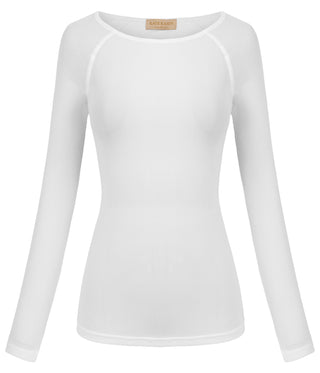Women's Long Sleeve Scoop Neck See-through T-shirt Tops