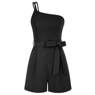 Shoulder Romper with Belt Dual Strap Smocked Back Playsuit