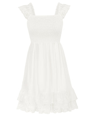 Sleeveless Smocked Bodice Tiered A-Line Dress