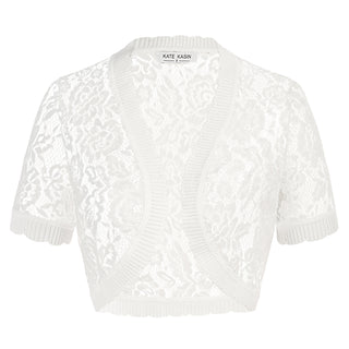 Lace Bolero Short Sleeve Open Front Irregular Hem Shrug
