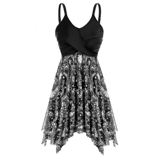 Separated Swimsuit V-Neck Irregular Hem Swimwear