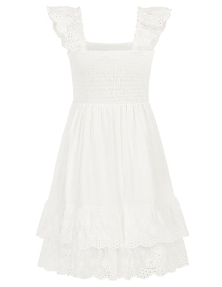Sleeveless Smocked Bodice Tiered A-Line Dress
