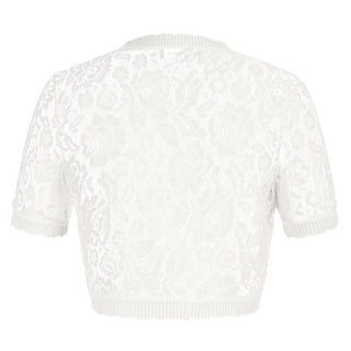 Lace Bolero Short Sleeve Open Front Irregular Hem Shrug