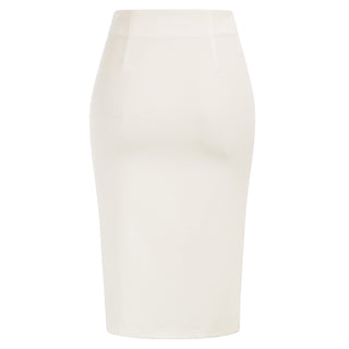 Bow-Knot Decorated Skirt High Waist Side Slit Bodycon Skirt