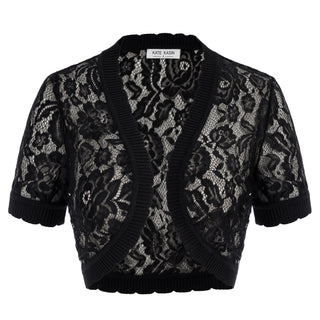 Lace Bolero Short Sleeve Open Front Irregular Hem Shrug