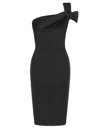 Asymmetric Wrap Hem Party DressOne Shoulder Ruched Bodycon Dress