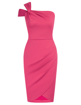 Asymmetric Wrap Hem Party DressOne Shoulder Ruched Bodycon Dress