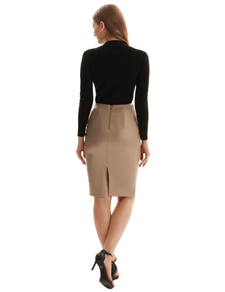 Back Split Hips-Wrapped Pencil Skirt