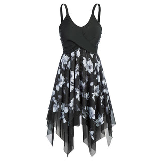 Separated Swimsuit V-Neck Irregular Hem Swimwear