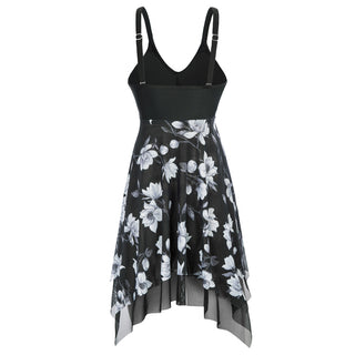 Separated Swimsuit V-Neck Irregular Hem Swimwear