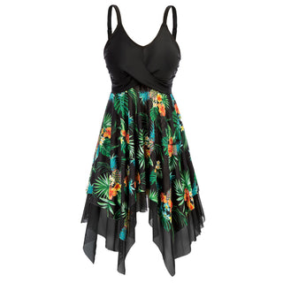 Separated Swimsuit V-Neck Irregular Hem Swimwear