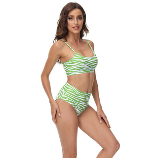 3pcs Set Swimsuit Spaghetti Strap Tops+High Waist Briefs+Chiffon Sarong