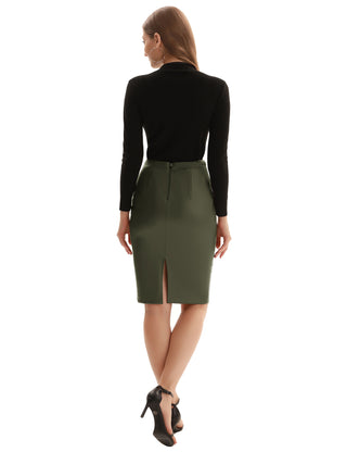Back Split Hips-Wrapped Pencil Skirt