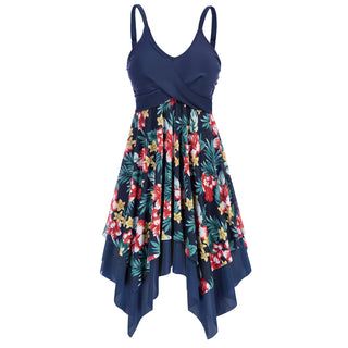 Separated Swimsuit V-Neck Irregular Hem Swimwear