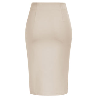 Bow-Knot Decorated Skirt High Waist Side Slit Bodycon Skirt