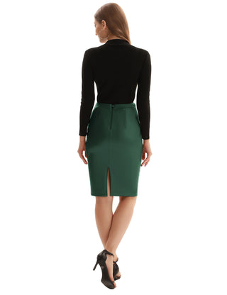 Back Split Hips-Wrapped Pencil Skirt