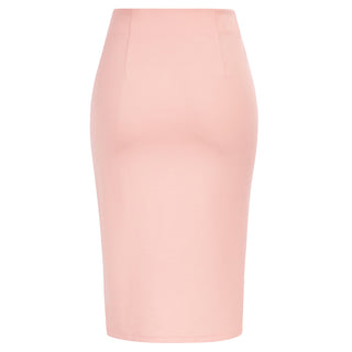 Bow-Knot Decorated Skirt High Waist Side Slit Bodycon Skirt