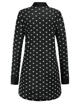 Long Sleeve Lapel Collar See-Through Mesh Fabric Cover-Up Shirt