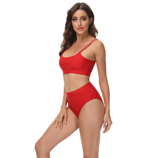 3pcs Set Swimsuit Spaghetti Strap Tops+High Waist Briefs+Chiffon Sarong