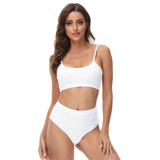 3pcs Set Swimsuit Spaghetti Strap Tops+High Waist Briefs+Chiffon Sarong