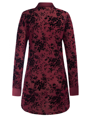 Long Sleeve Lapel Collar See-Through Mesh Fabric Cover-Up Shirt