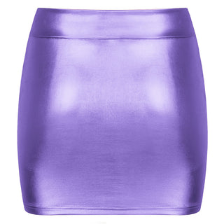 Shiny Metallic Bodycon Bandage Pencil Skirt Mini Skirt