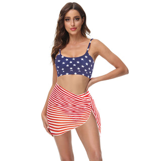 3pcs Set Swimsuit Spaghetti Strap Tops+High Waist Briefs+Chiffon Sarong