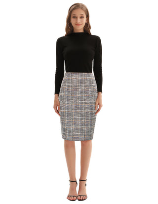 Womens Knee Length Elastic Waist Stretchy Bodycon Business Pencil Skirt