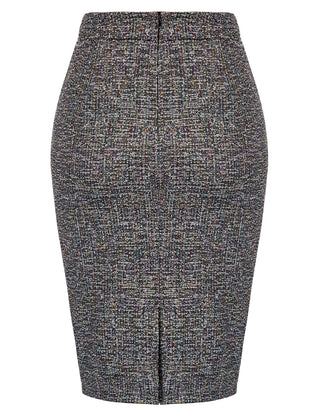 Knee-Length Pencil Skirt High Waist Back Split Hips-Wrapped Stretchy