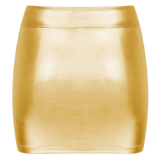 Shiny Metallic Bodycon Bandage Pencil Skirt Mini Skirt