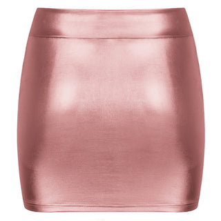 Shiny Metallic Bodycon Bandage Pencil Skirt Mini Skirt