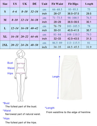 Ruched Front Skirt High Waist Back Slit Mid-Calf A-Line Skirt